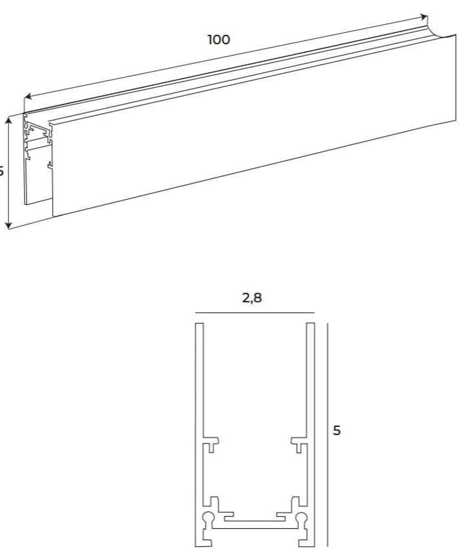 MAXLIGHT MT0001 SZYNA MAGNETYCZNA GŁĘBOKA, NATYNKOWA, 1 METR, CZARNA