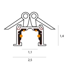MAXLIGHT NT0011 Szynoprzewód MICRO11 czarny wpuszczany sprężynowy 2mb