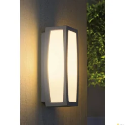 MERIDIAN BOX, lampa ścienna outdoor, TC-(D,H,T,Q)SE, IP54, srebrnoszara, maks. 20W, z czujnikiem (230084) - SLV