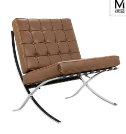 MODESTO fotel BARCELON VINTAGE PU - ekoskóra, stal polerowana (KH1501100167) - Modesto Design