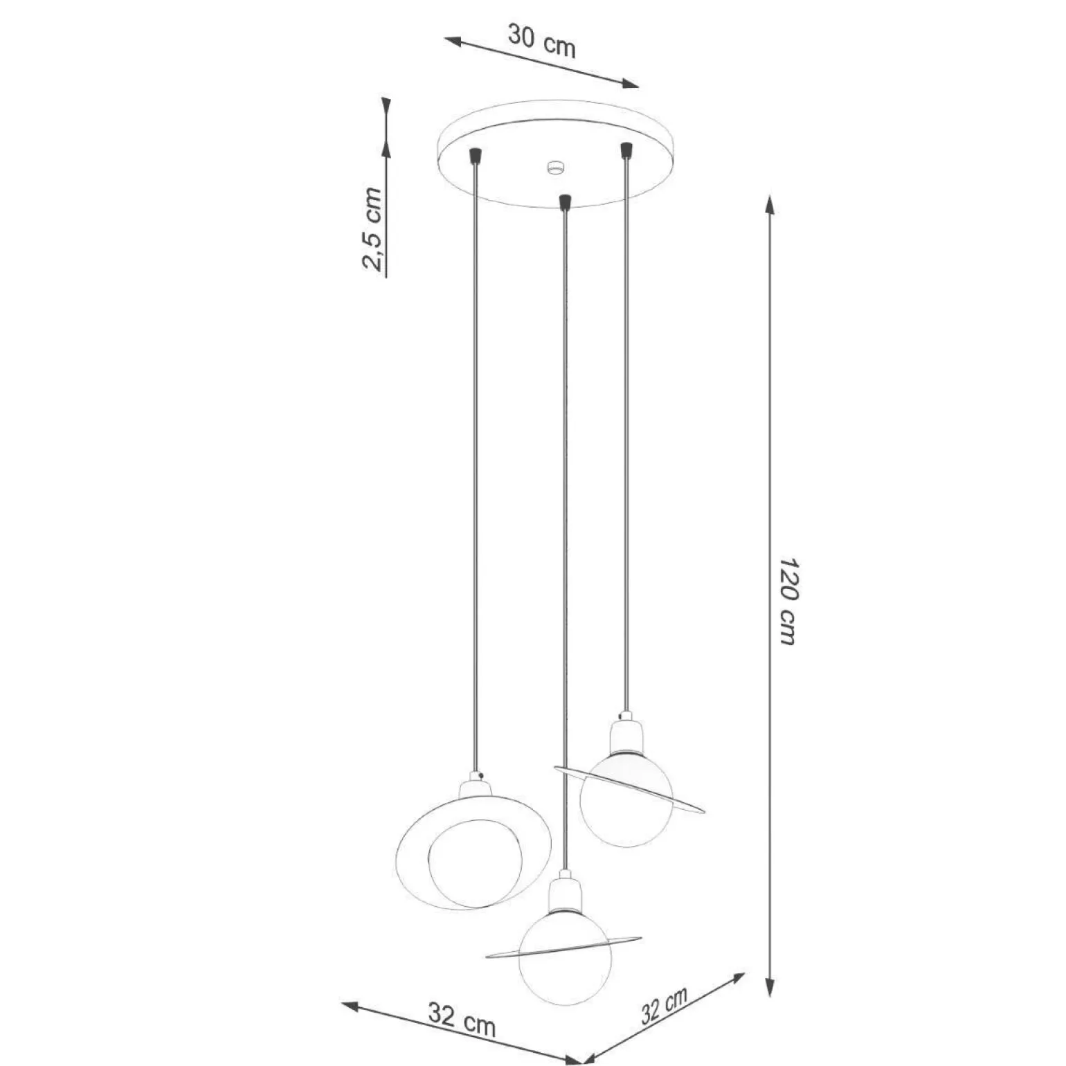 Młodzieżowa lampa wisząca HYPERION 3P czarny (SL.1359) - Sollux Lighting