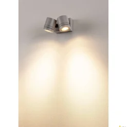 MYRA WALL, lampa ścienna i sufitowa outdoor, dwupunktowa, QPAR51, IP55, srebrnoszara, maks.100W (233094) - SLV