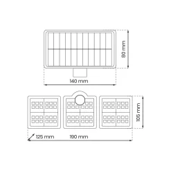 Naświetlacz Solarny Flexi Potrójny (EKO9152) - Eko-Light