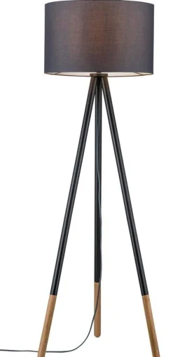 Neordic Rurik Lampa podłogowa max. 1x20W E27 230V Szary/Drewno Tkanina/Metal/Drewno   (PL79633) - PAULMANN
