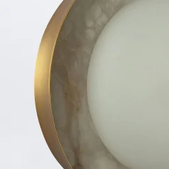 Okrągły alabastrowy kinkiet LED Alonso - Vintage mosiądz (QN-ALONSO2-VBS-AR) - Quintiesse