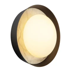 Okrągły alabastrowy kinkiet LED Alonso - Miejski brąz (QN-ALONSO2-UBZ-AR) - Quintiesse