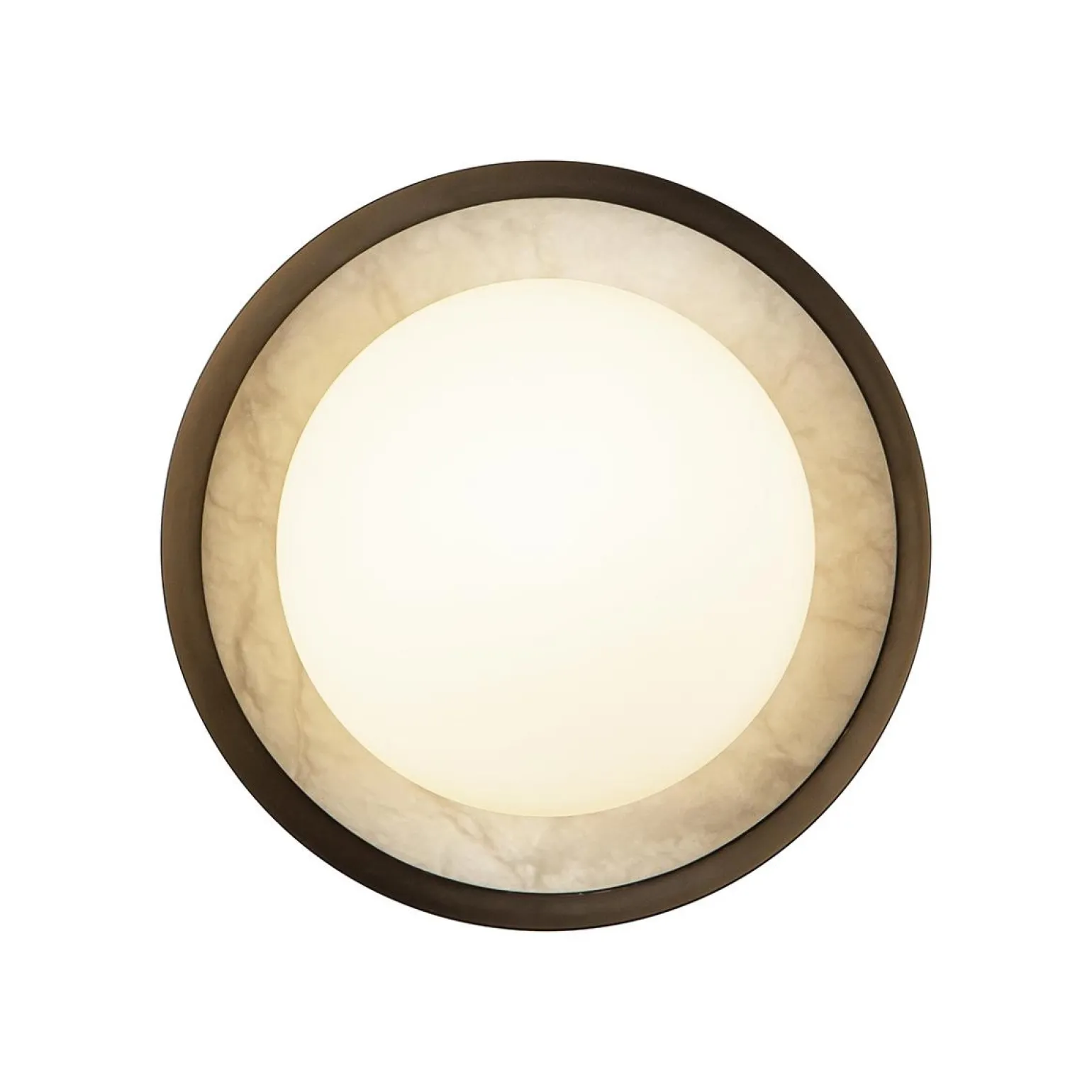 Okrągły alabastrowy kinkiet LED Alonso - Miejski brąz (QN-ALONSO2-UBZ-AR) - Quintiesse