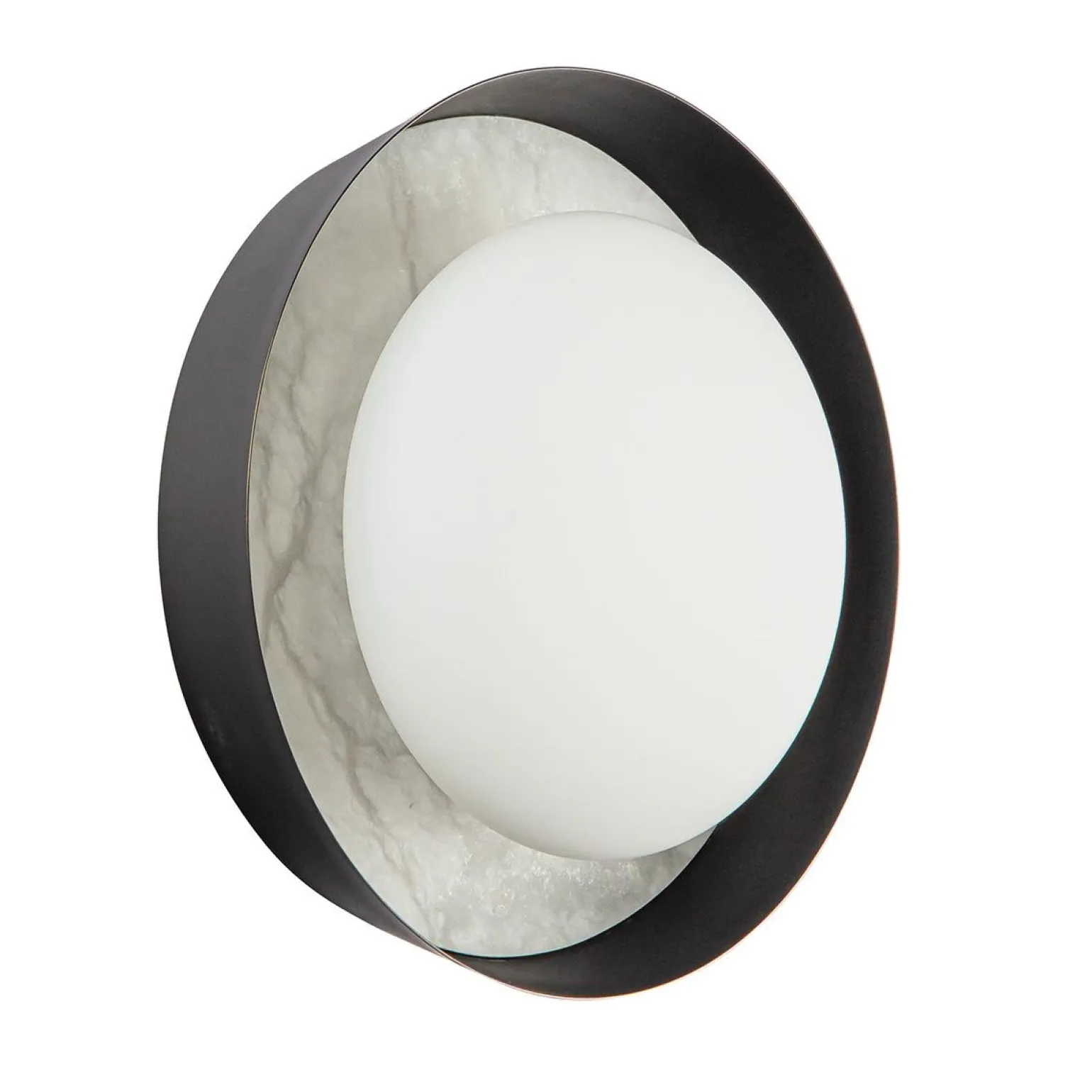 Okrągły alabastrowy kinkiet LED Alonso - Miejski brąz (QN-ALONSO2-UBZ-AR) - Quintiesse