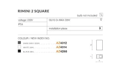 Oprawa ścienna zewnętrzna RIMINI 2 SQUARE Ciemny Szary (AZ4312) - AZzardo
