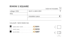 Oprawa ścienna zewnętrzna RIMINI 1 SQUARE Biały (AZ4313) - AZzardo