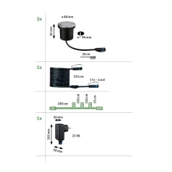 Oprawa dogruntowa Plug & Shine FLOOR zestaw 3x4.5W 2200K IP67 24V antracyt / stal nierdzewna (PL94717) - PAULMANN