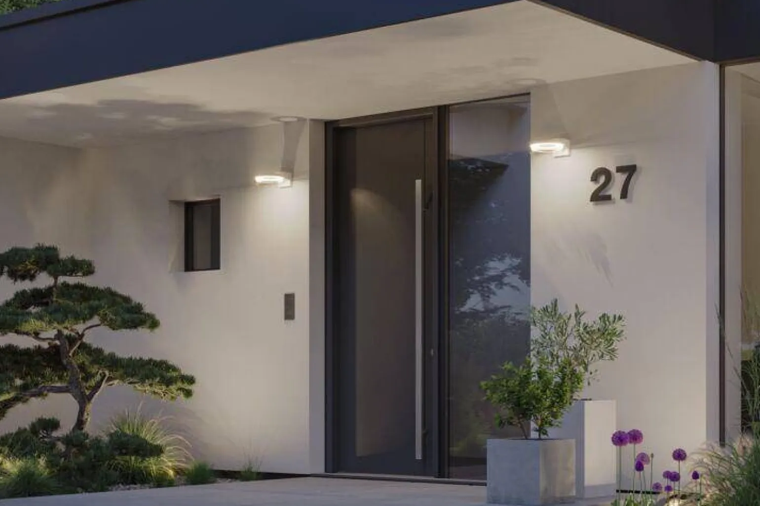 Oprawa elewacyjna CAPERA LED 8W 700lm 3000K czujnik ruchu i zmierzchu IP44 230V biały / aluminium (PL93112) - PAULMANN