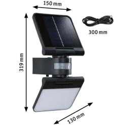 Oprawa elewacyjna LESLY LED 12.5W solar PIR 1000lm 3000K IP65 USB-C 3.6V antracyt / tworzywo sztuczne (PL94609) - PAULMANN