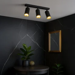 Oprawa Mica Spot Czarny + Złoty 3xGU10 (ML2098) - Milagro