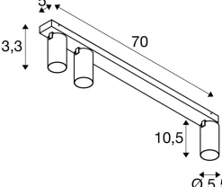 Oprawa sufitowa KAMI listwa 3 reflektory czarna/złota (1007735) - SLV