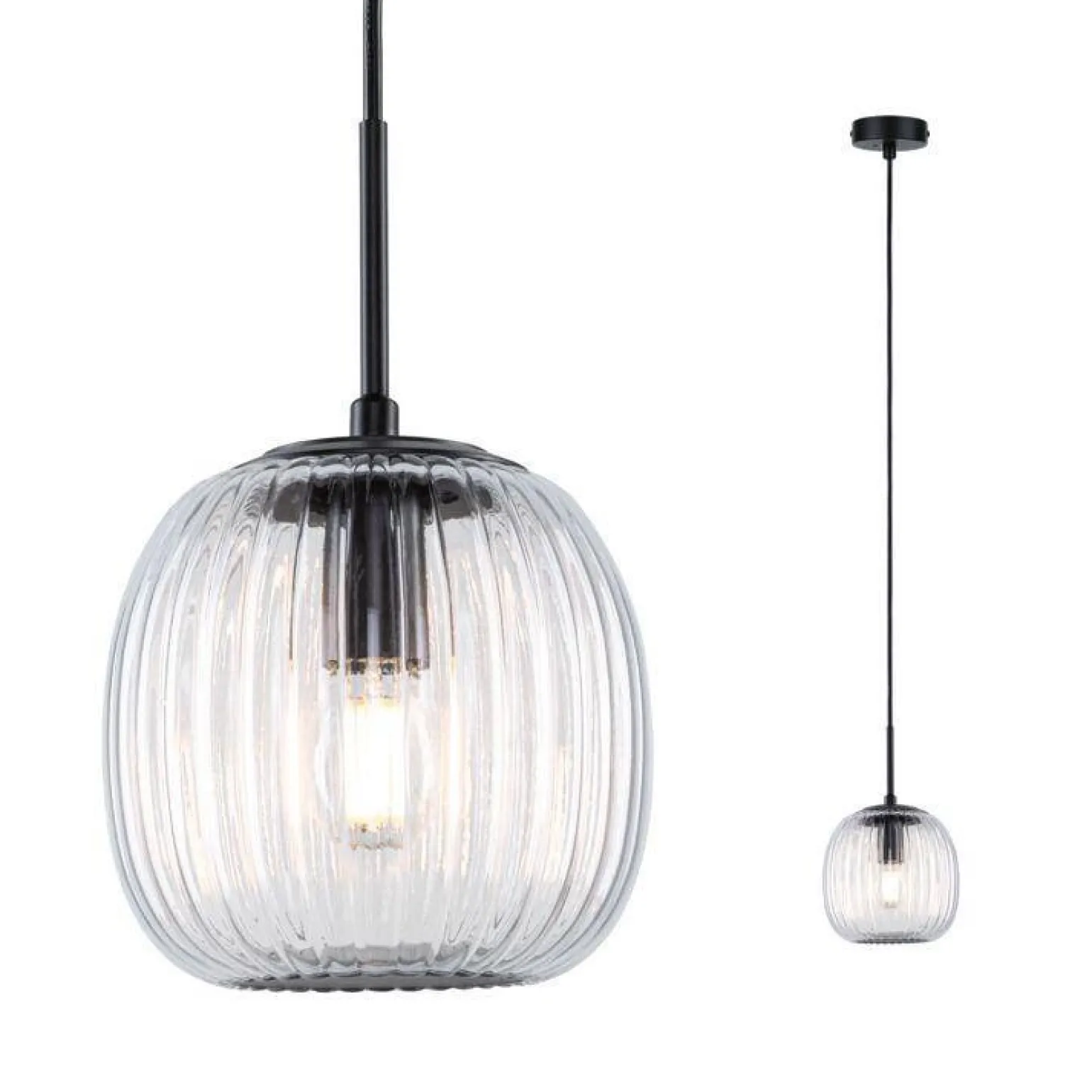 Oprawa wisząca łazienkowa RUYA E14 max.20W IP44 230V czarny matowy / szkło (PL71147) - PAULMANN