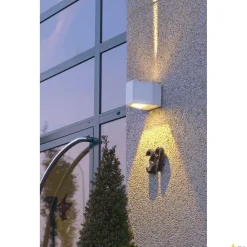 OUT-BEAM, lampa ścienna outdoor, LED, 3000K, beam up/flood down, srebrnoszara, IP44 (229664) - SLV