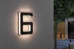 Outdoor Solar numer domu 6 3000K IP44 Wymienny akumulator (PL79847) - PAULMANN