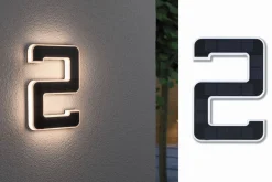 Outdoor Solar numer domu 2 3000K IP44 Wymienny akumulator (PL79843) - PAULMANN