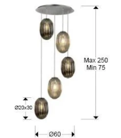 Ovila lampa wisząca 5L (752268) - Schuller