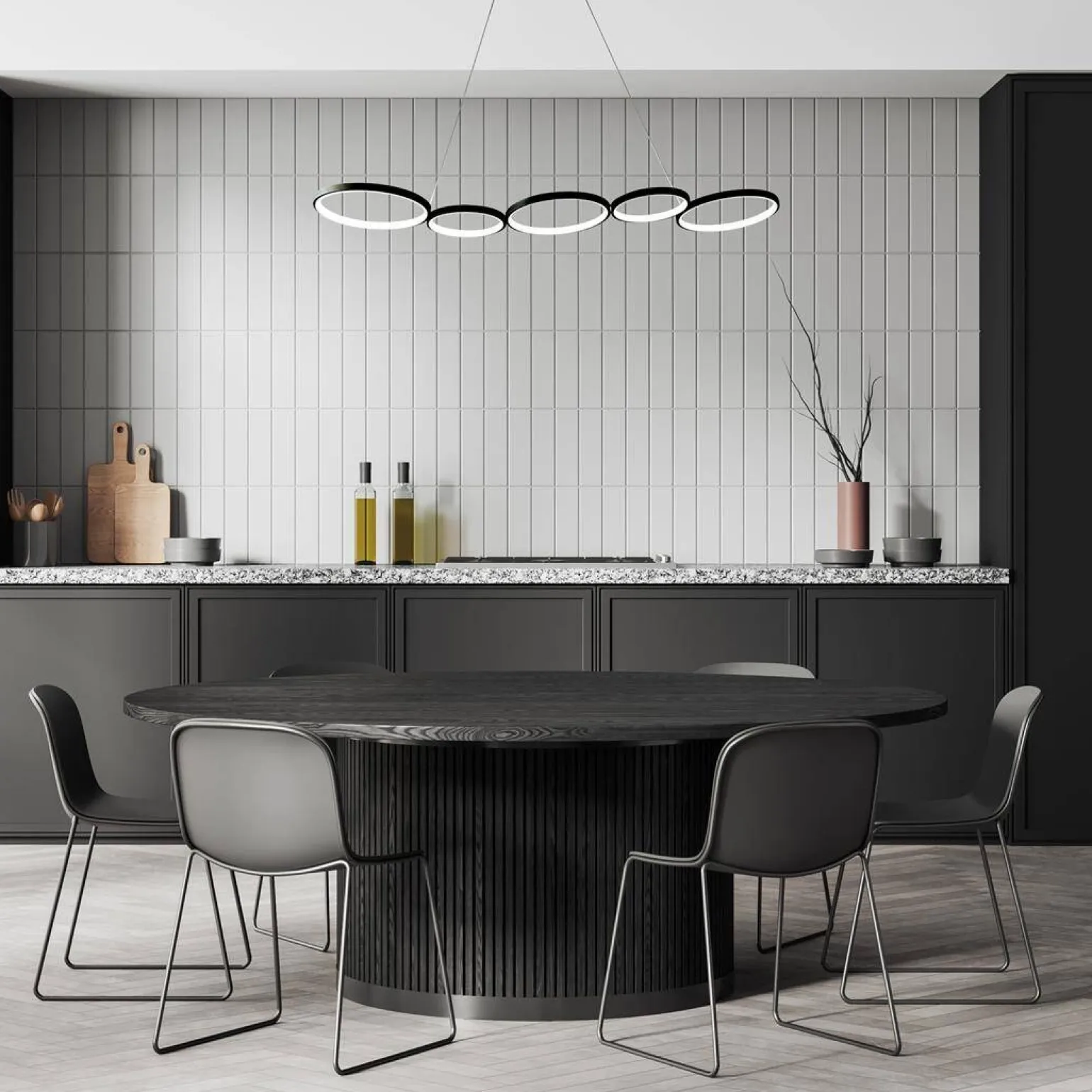 Ozdobna lampa wisząca nad stół OLYMPIA BLACK 50W LED (ML1175) - Milagro