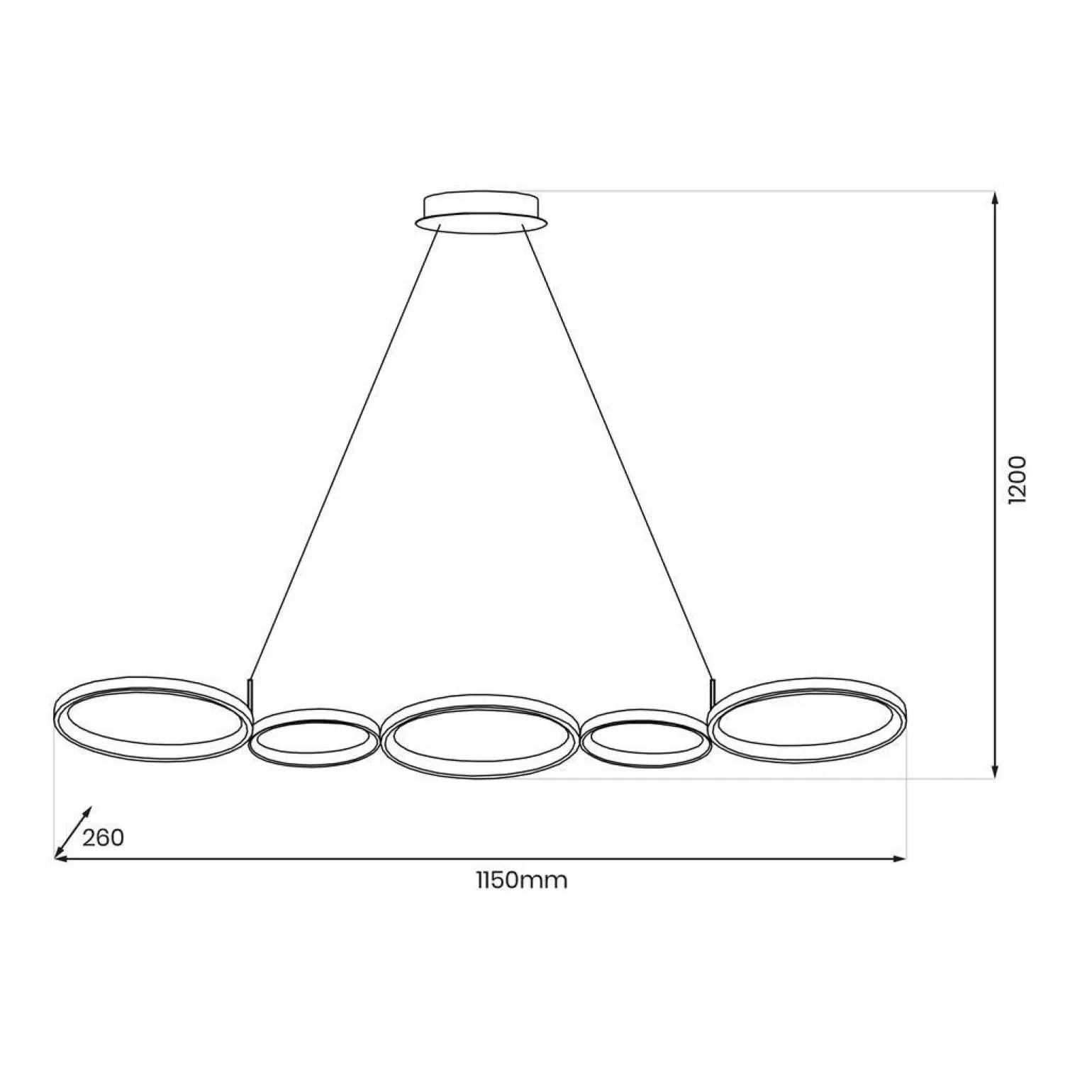 Ozdobna lampa wisząca nad stół OLYMPIA BLACK 50W LED (ML1175) - Milagro