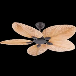 Ozdobny wentylator wiszący w kształcie liścia palmy, brązowy (19139) - Zambelis