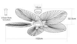 Ozdobny wentylator wiszący w kształcie liścia palmy, brązowy (19139) - Zambelis