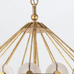 Ozdobny żyrandol Meridian - 9 źródeł światła - Przecierane złoto (QN-MERIDIAN-9P-DG) - Quintiesse