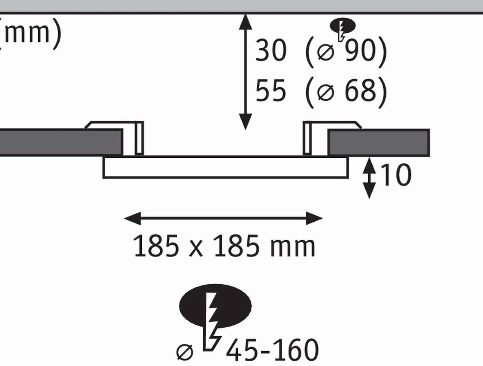 Panel bezramkowy Veluna VariFit IP44 20W 3000K 185mm Tworzywo sztuczne (PL92389) - PAULMANN