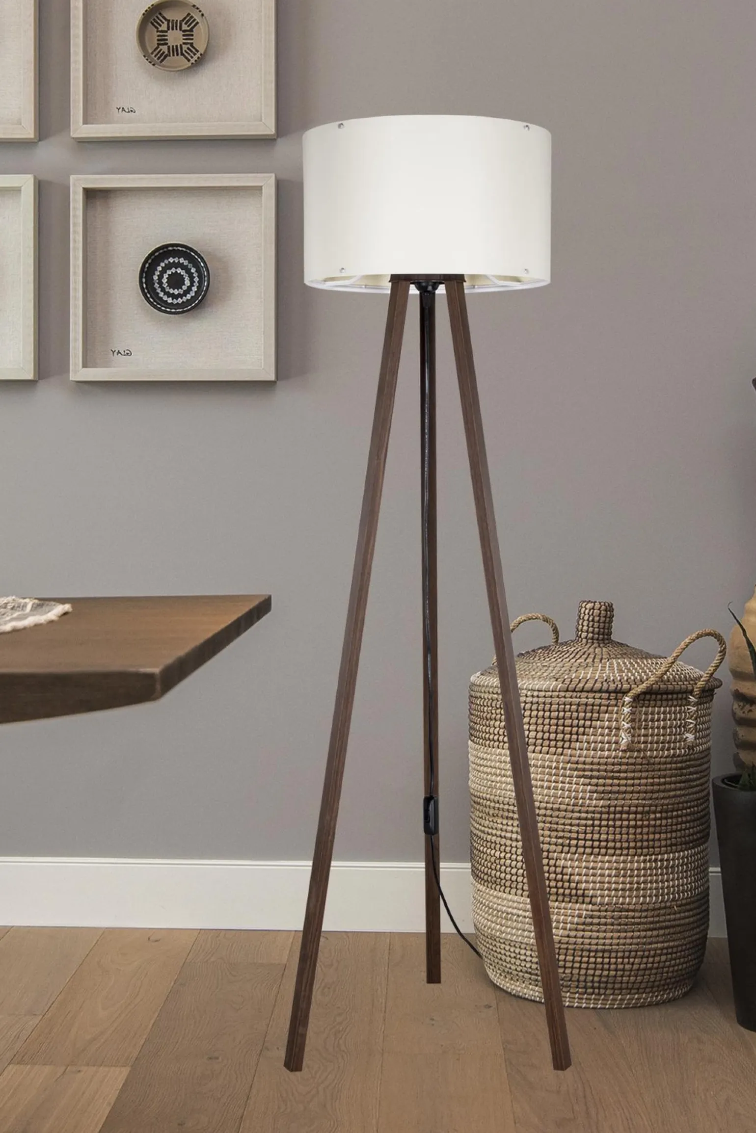 PIKO LAMPA PODŁOGOWA ORZECH/WALNUT-CREAM (ASZ.1608) - Zuma Line