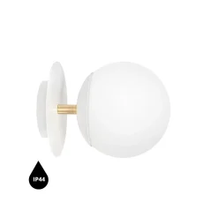 PLAAT C biała lampa ścienna / kinkiet z mosiądzem z podwyższoną szczelnością IP44 (PLC113S0) - Ummo