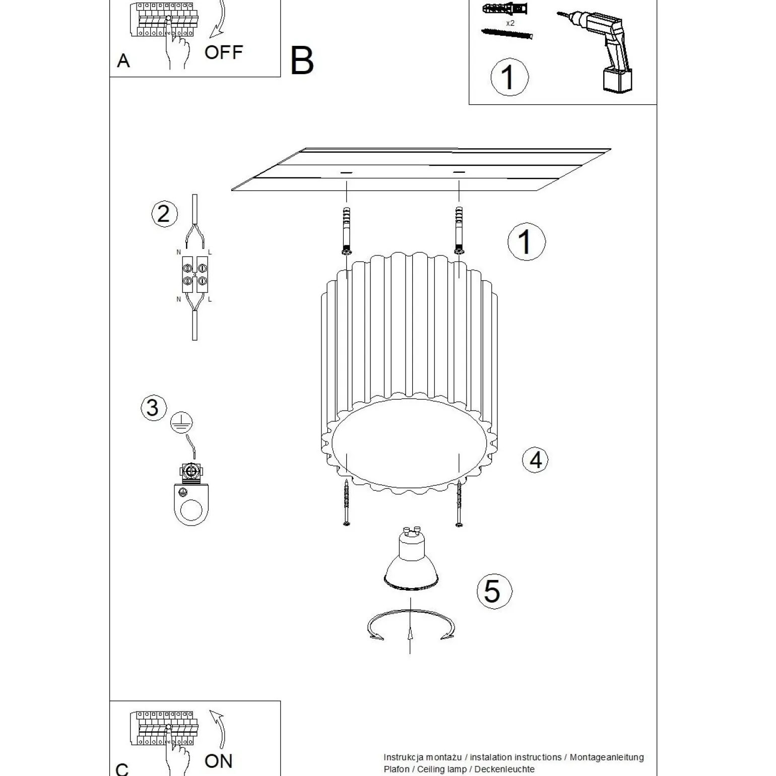 Plafon AURA 1 mocca GU10 (SL.1804) - Sollux Lighting