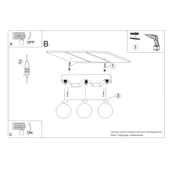 Plafon BULBO 3 naturalne drewno (SL.1684) - Sollux Lighting