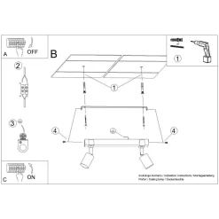 Plafon FAGER 2 czarny (SL.1344) - Sollux Lighting