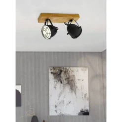Plafon GATEBECK 2 czarny/drewno (49077 - Eglo)