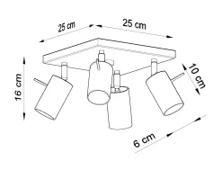 Plafon RING 4 czarny (SL.0094) - Sollux