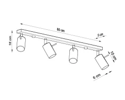 Plafon RING 4L czarny (SL.0332) - Sollux