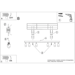 Plafon WINX 6L czarny/miedź (SL.1380) - Sollux Lighting