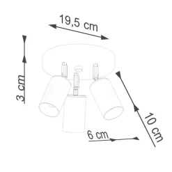 Plafon WINX 3P czarny/złoty (SL.1385) - Sollux Lighting