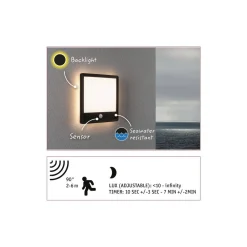 Plafoniera LAMINA LED 14.5W kwadratowa PIR 3000K IP44 230V czarny / tworzywo sztuczne (PL94665) - PAULMANN