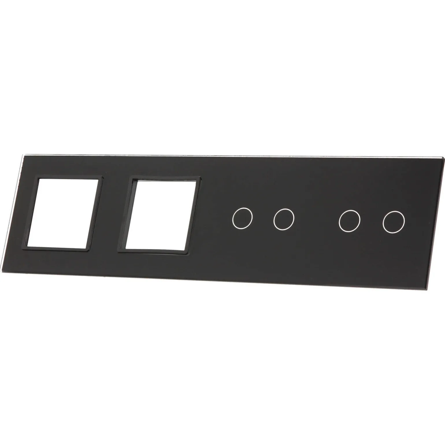 Poczwórny czarny panel podwójne miejsce na gniazdo + dwa miejsca na wkład (7022GG-62) LIVOLO