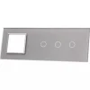 Poczwórny panel szklany srebrny miejsce na gniazdo + trzy pojedyńcze miejsca na wkład (70111G-64) LIVOLO