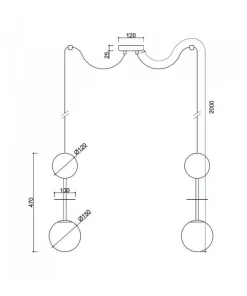Podwójna lampa wisząca pająk OIO A2 czarna (OIA222P0) - Ummo