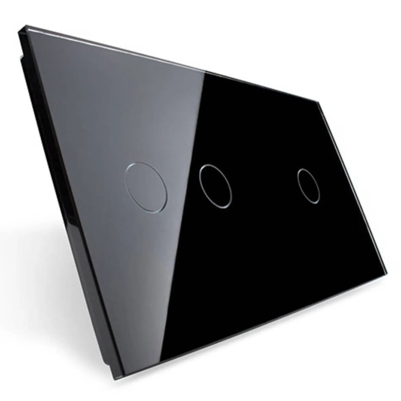 Podwójny dotykowy panel szklany w kolorze Czarnym 2+1 (VL-C7012-62) LIVOLO