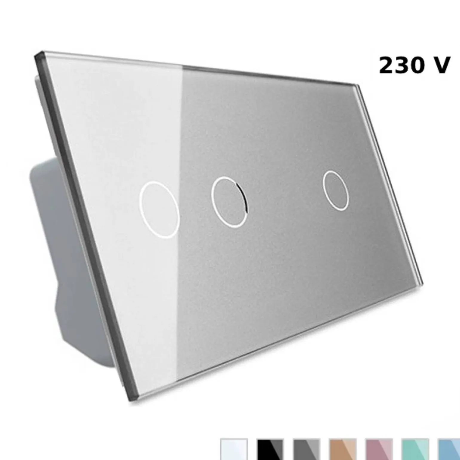 Podwójny dotykowy panel szklany w kolorze Srebrnym 2+1 (VL-C7012-64) LIVOLO