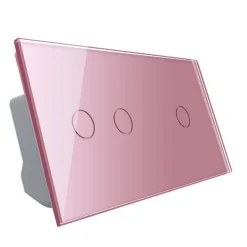 Podwójny dotykowy panel szklany w kolorze Różowym 2+1 (VL-C7012-67) LIVOLO