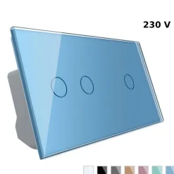 Podwójny dotykowy panel szklany w kolorze Niebieskim 2+1 (VL-C7012-69) LIVOLO