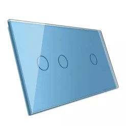 Podwójny dotykowy panel szklany w kolorze Niebieskim 2+1 (VL-C7012-69) LIVOLO