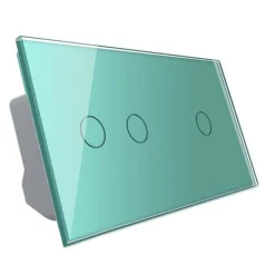 Podwójny dotykowy panel szklany w kolorze Zielonym 2+1 (VL-C7012-68) LIVOLO